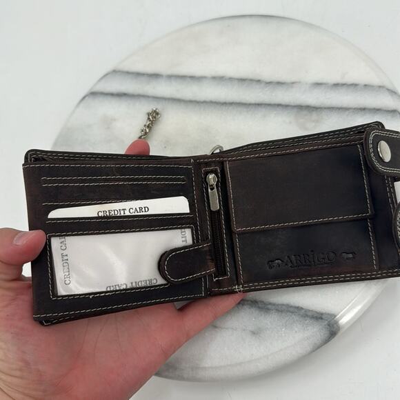 NWT Arrigo dark brown leather chain wallet - Picture 4 of 6